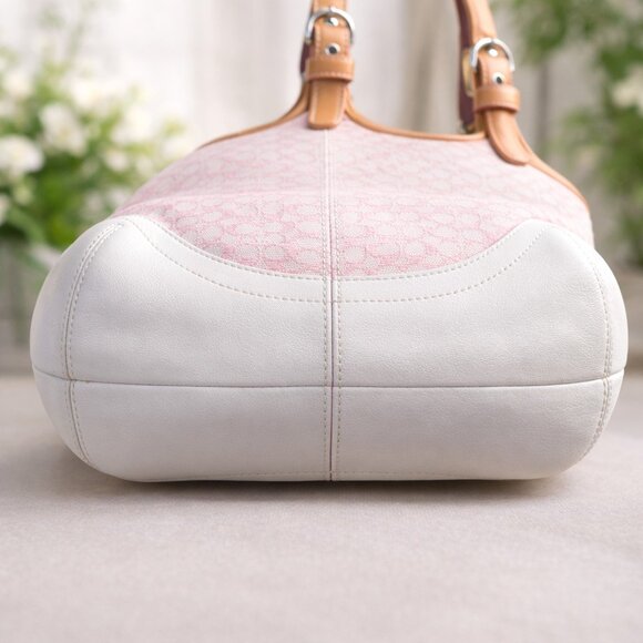 Coach Phoebe Pink Signature Canvas Leather Hobo Bag 👜 - Picture 8 of 11